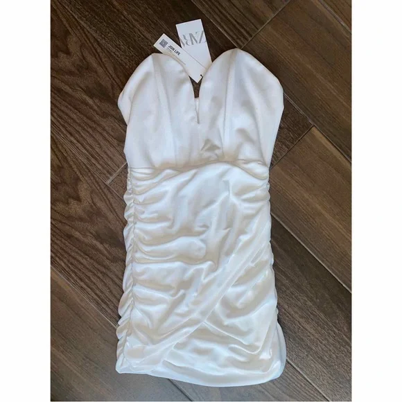 ZARA SWEETHEART NECKLINE DRESS WHITE - Picture 2 of 5